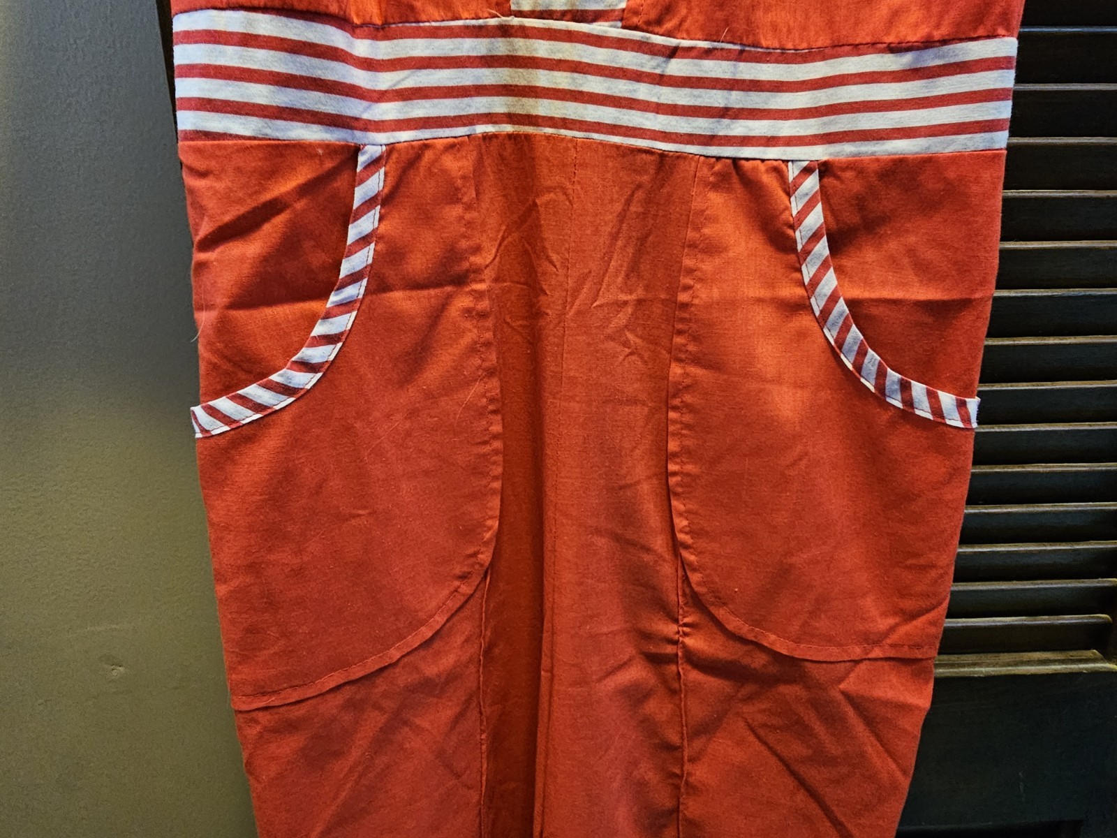 Vintage Red Striped Womans Jumpsuit Lane Bryant Tall Shop Size 16 1970s Retro