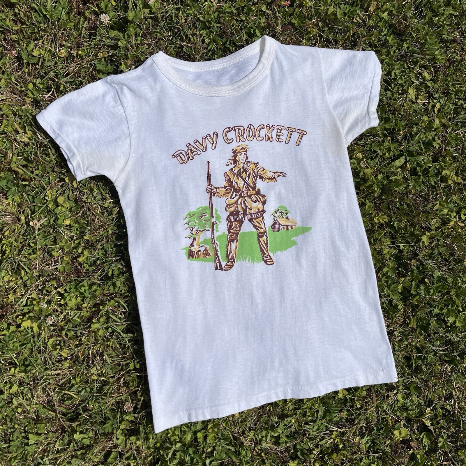 Rare Vintage 1950s 1960s Single Stitch Davy Crockett Graphic Tee – Size XS/S
