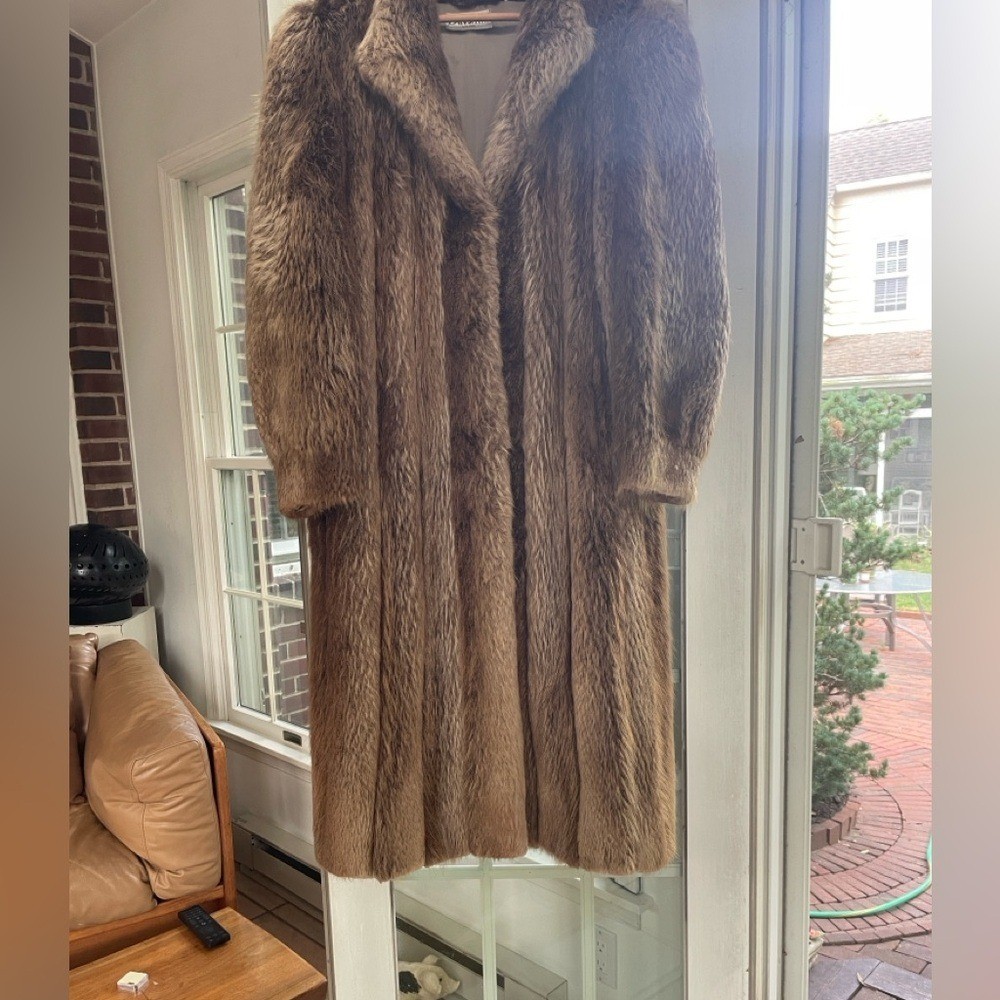 Davellin New York Vintage 1980s Raccoon Fur Brown Tan Jacket Medium Large