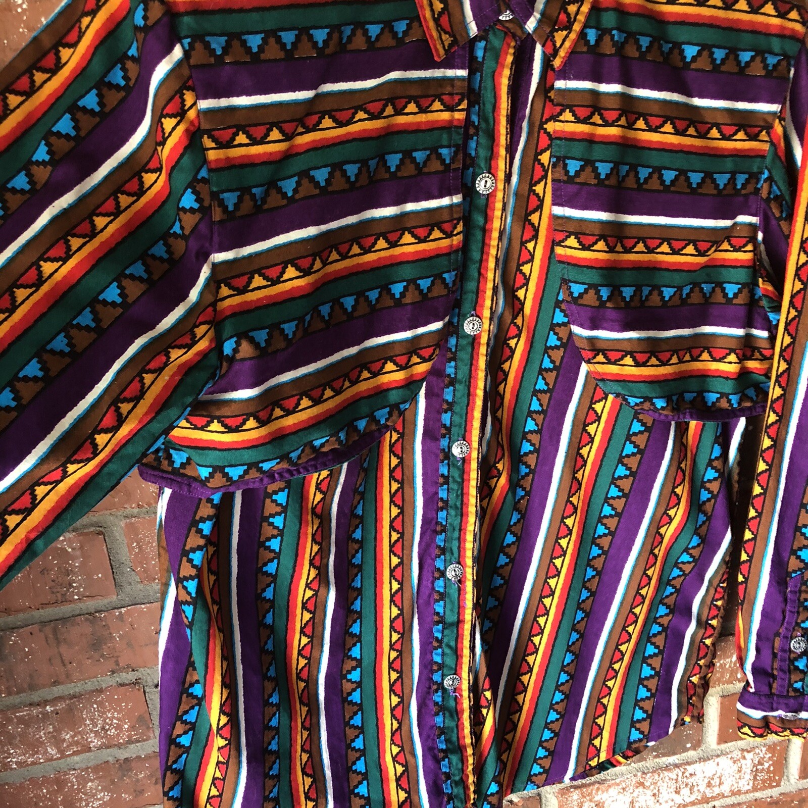 VTG Rodeo Western Wear Women Large Long Sleeve Button Shirt Vest Aztec Southwest