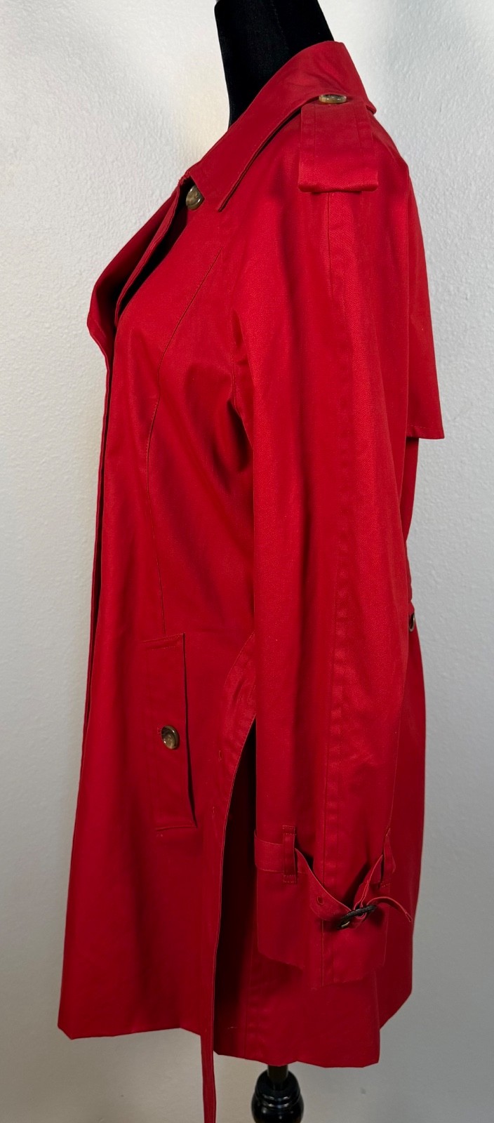 Brooks Brothers 346 Women’s Red Double Breasted Lined Jacket Trench Coat Belted