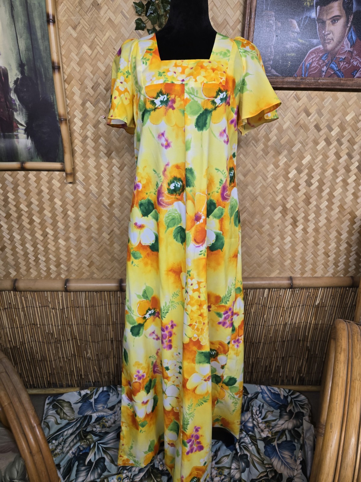 Vintage Tropicana Hawaiian Maxi Aloha Dress w1104