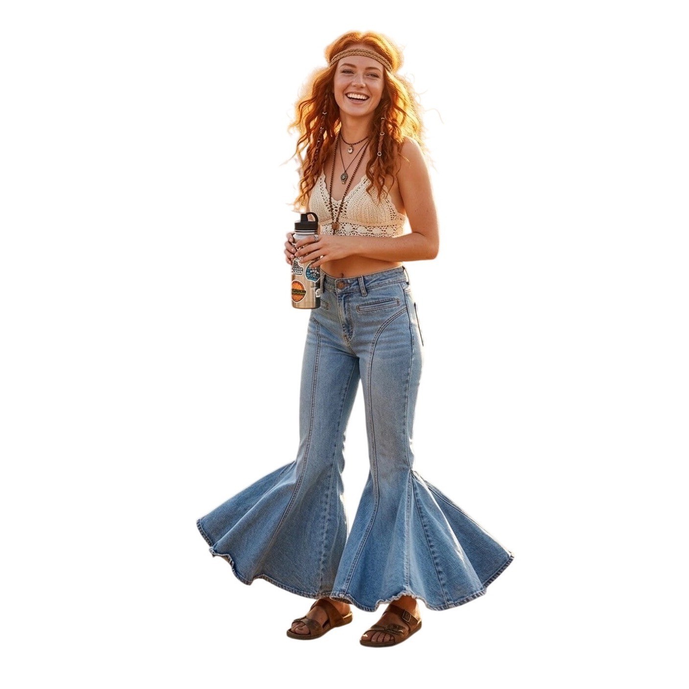Made in the Shade Vintage Flare Jeans Blue Light Wash Paneled Bell Bottoms 5