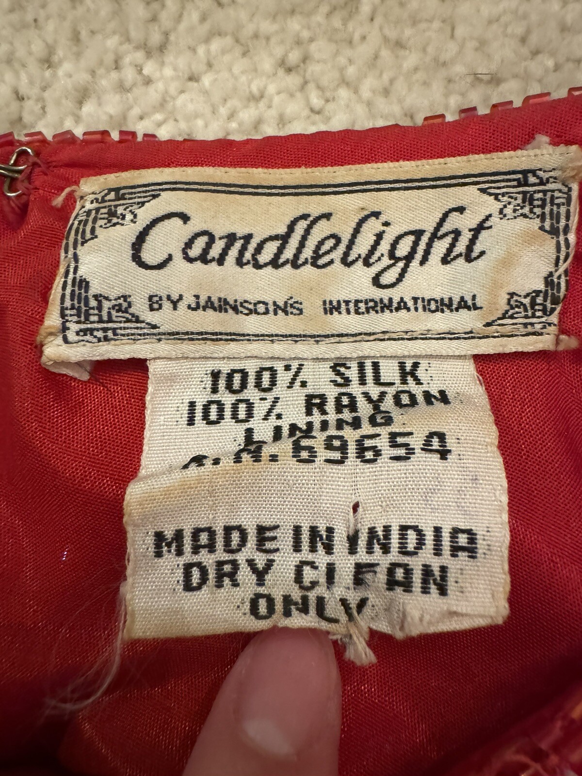 VTG Candlelight by Jainson’s International 100% Silk Red Dress 80s Glam Size M