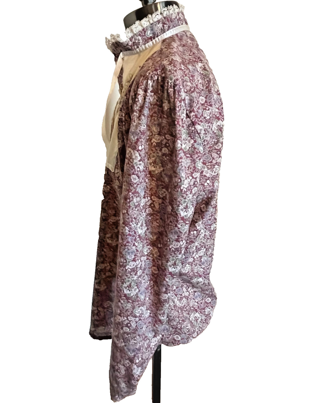 Vtg Funny Girl Blouse Shirt Size 13/14 High Neck Floral Calico Prairie Cottage