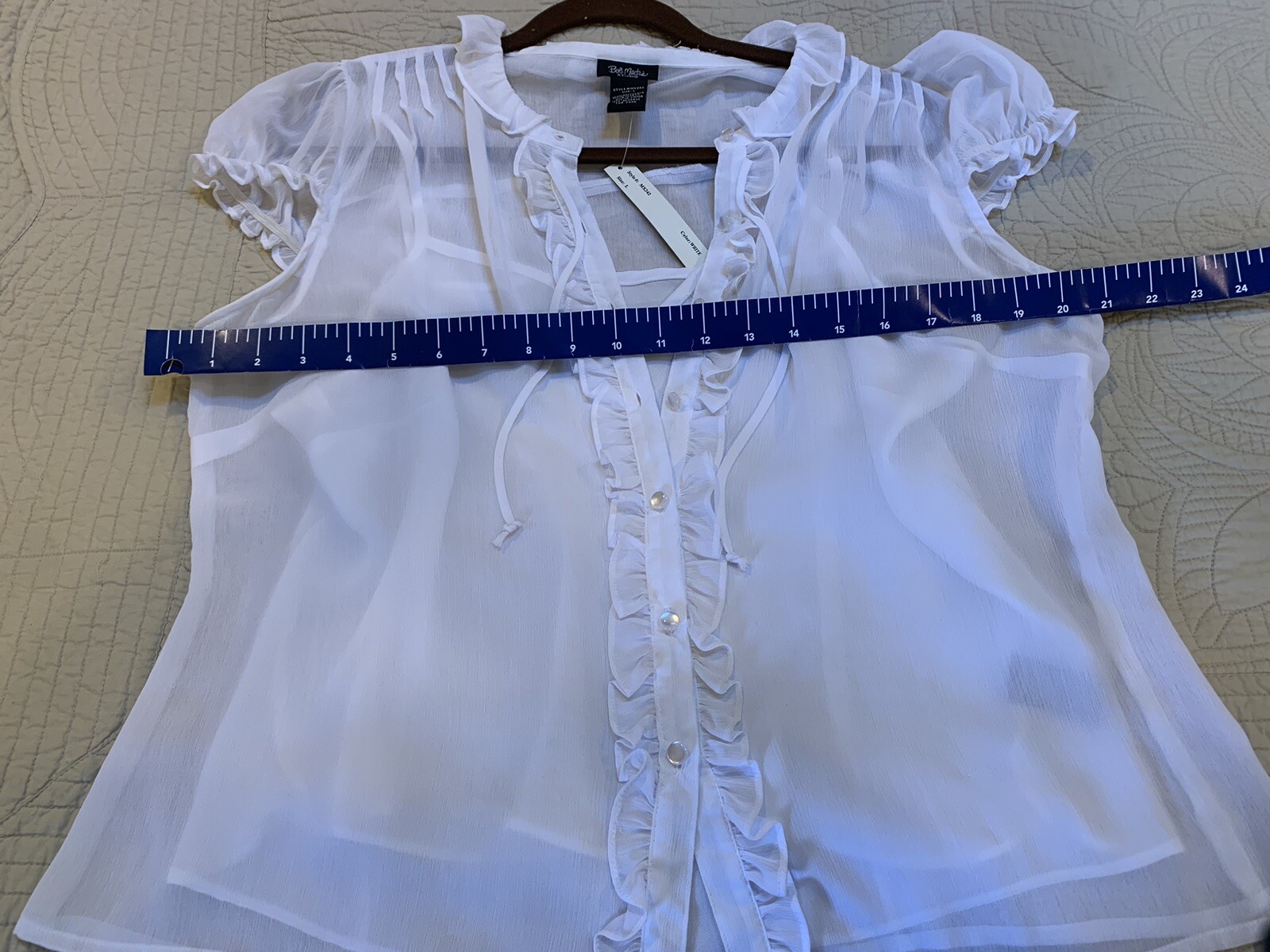 vintage new Bob Mackie Studio 2 piece White Blouse size L