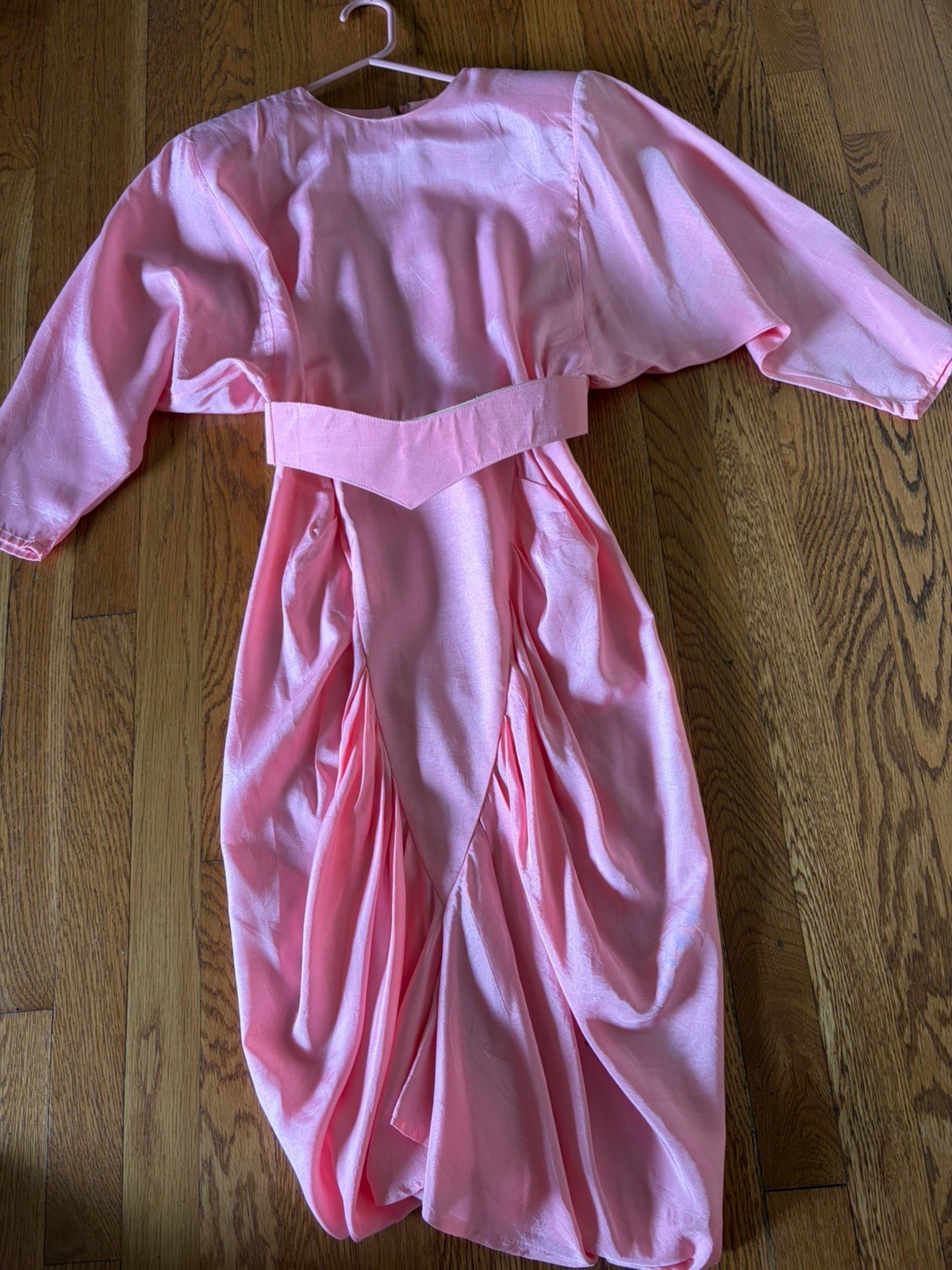 Vintage 1980s All That Jazz Belted Midi Dress Juniors Sz 3/4 Ruched Made In USA