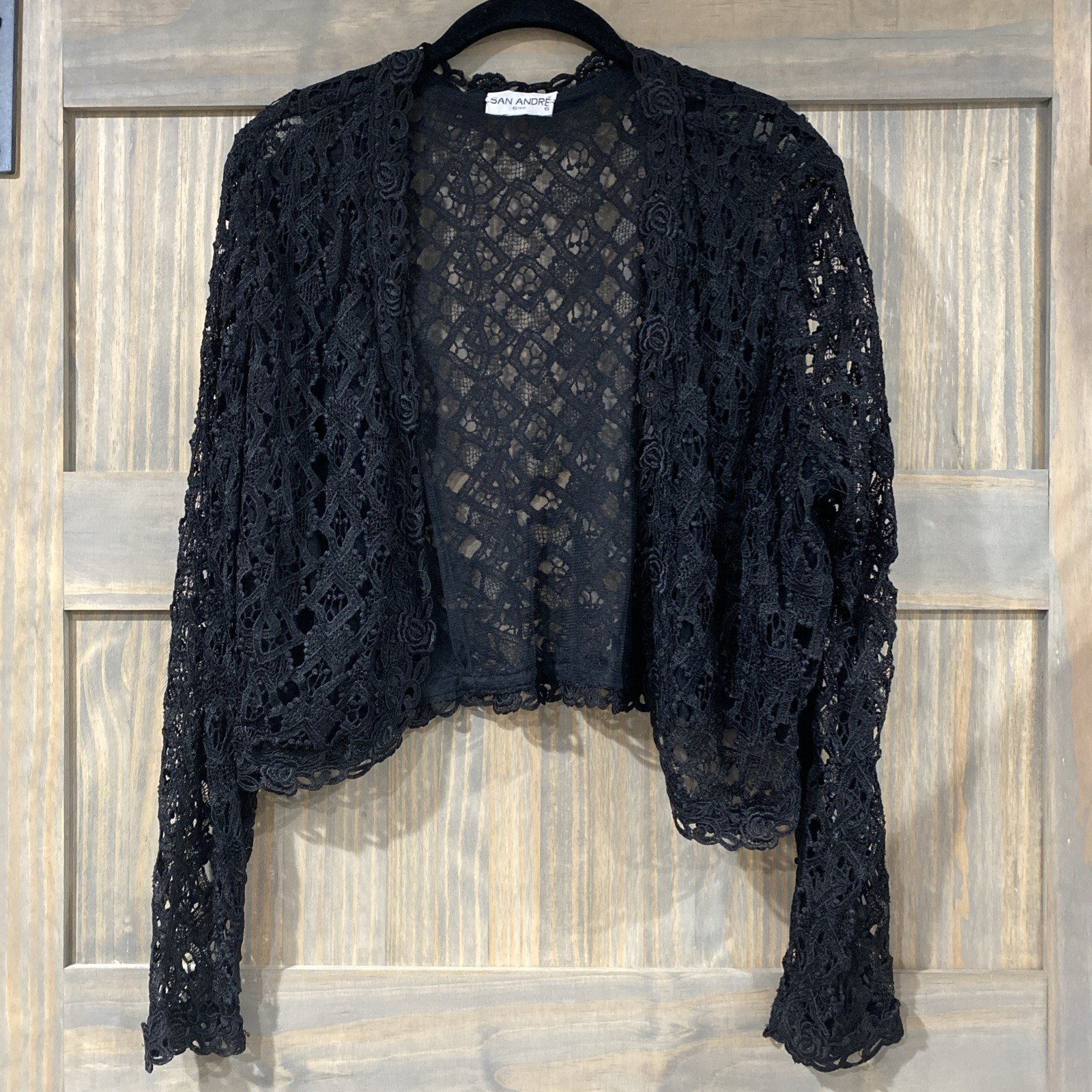 Vintage San Andre Black Lace Cropped Jacket No Size Tag See Measurements