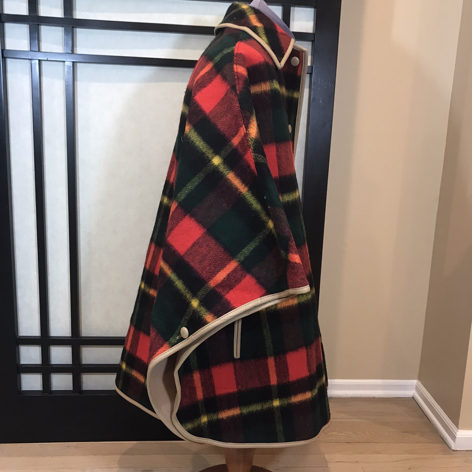 Vtg Raincheetahs Naman Poncho Coat Reversible Union Made MOTH DAMAGE L XL
