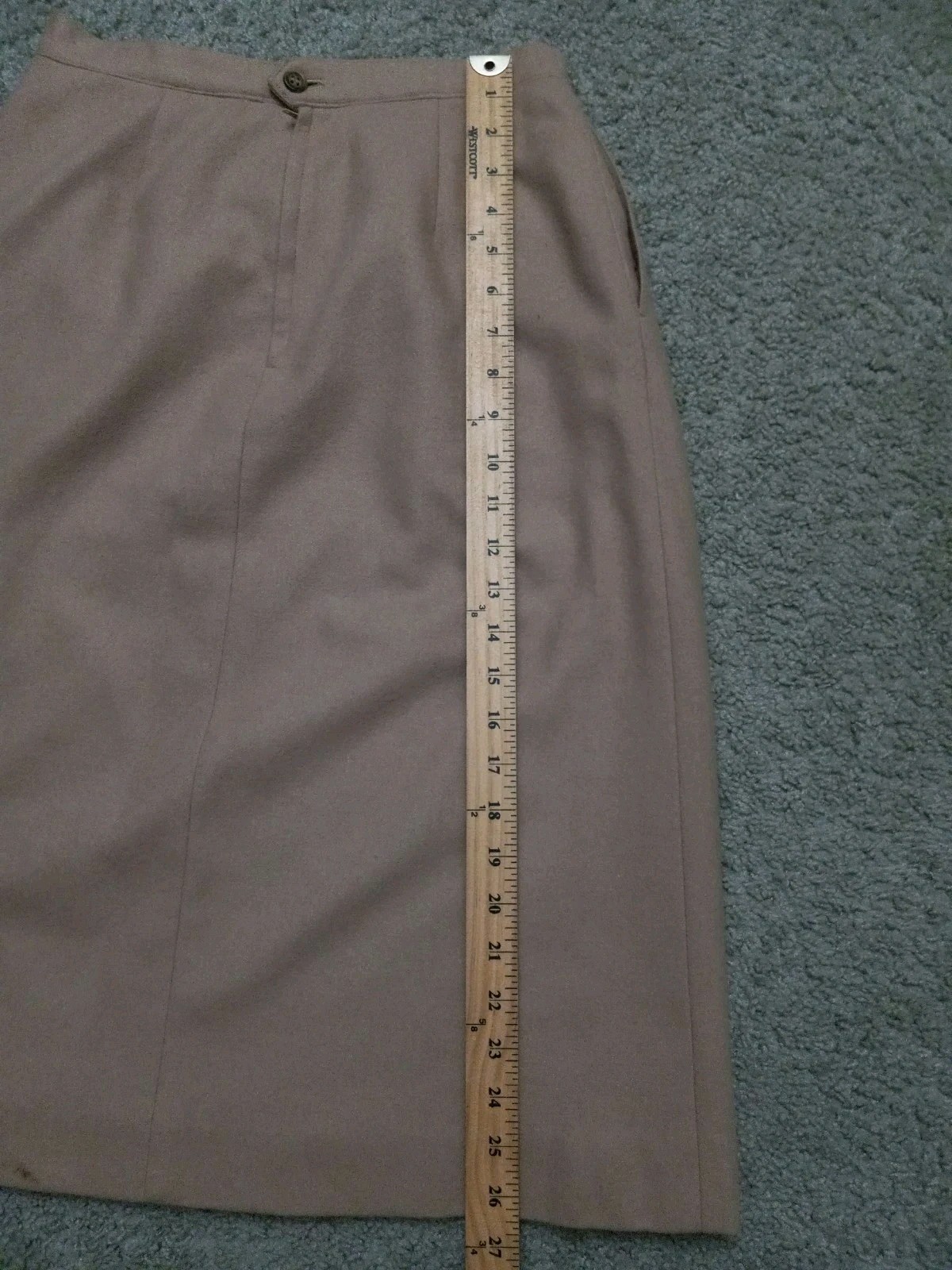 Vtg 70’s Glen Echo Skirt Suit Women’s 8 Camel Tan Academic 2pc FLAWS Wool Blend