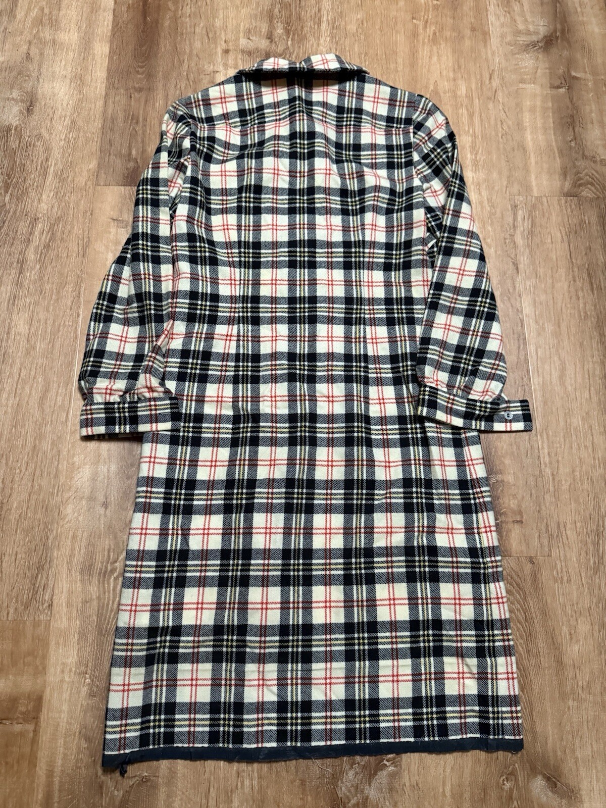 Vintage 1960s 70s Pendleton Dress Shift Pointed Collar Plaid Tartan Red Black