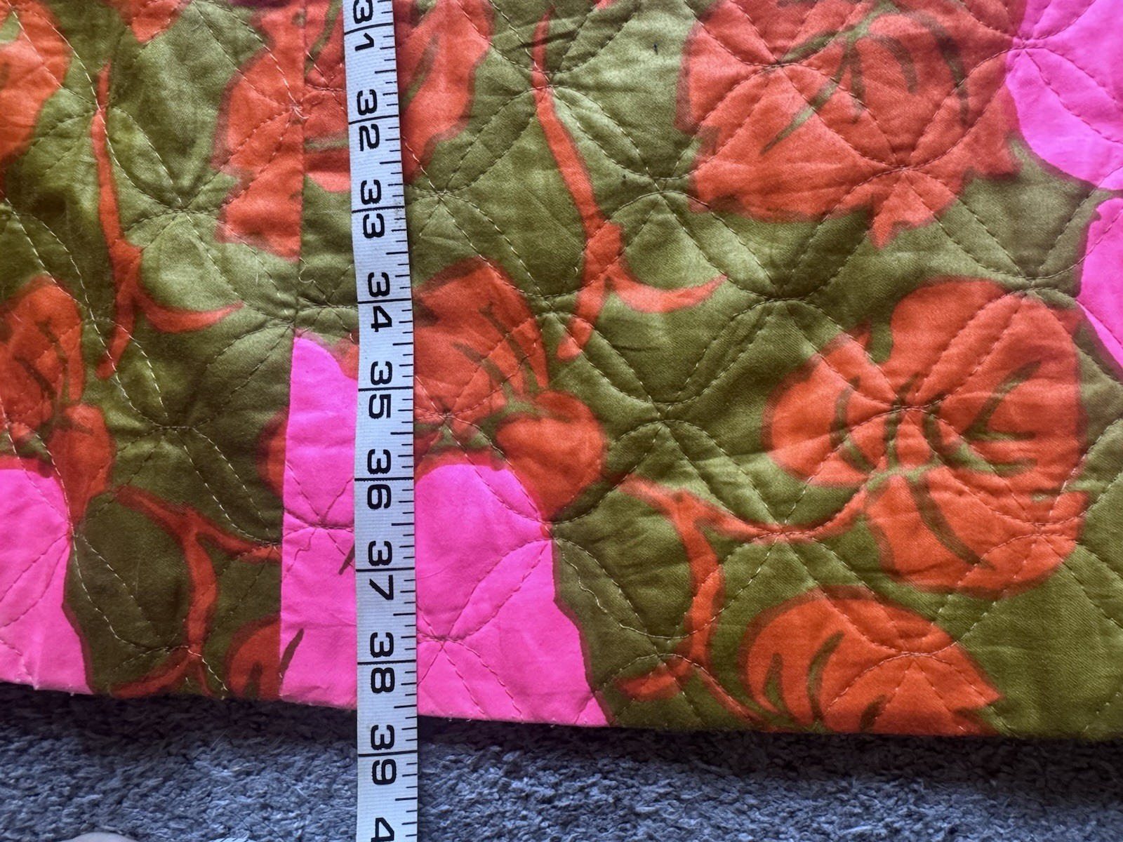Vtg 60s 70s Phil Rose of California Quilted Maxi Skirt Pink Hibiscus Tiki Retro