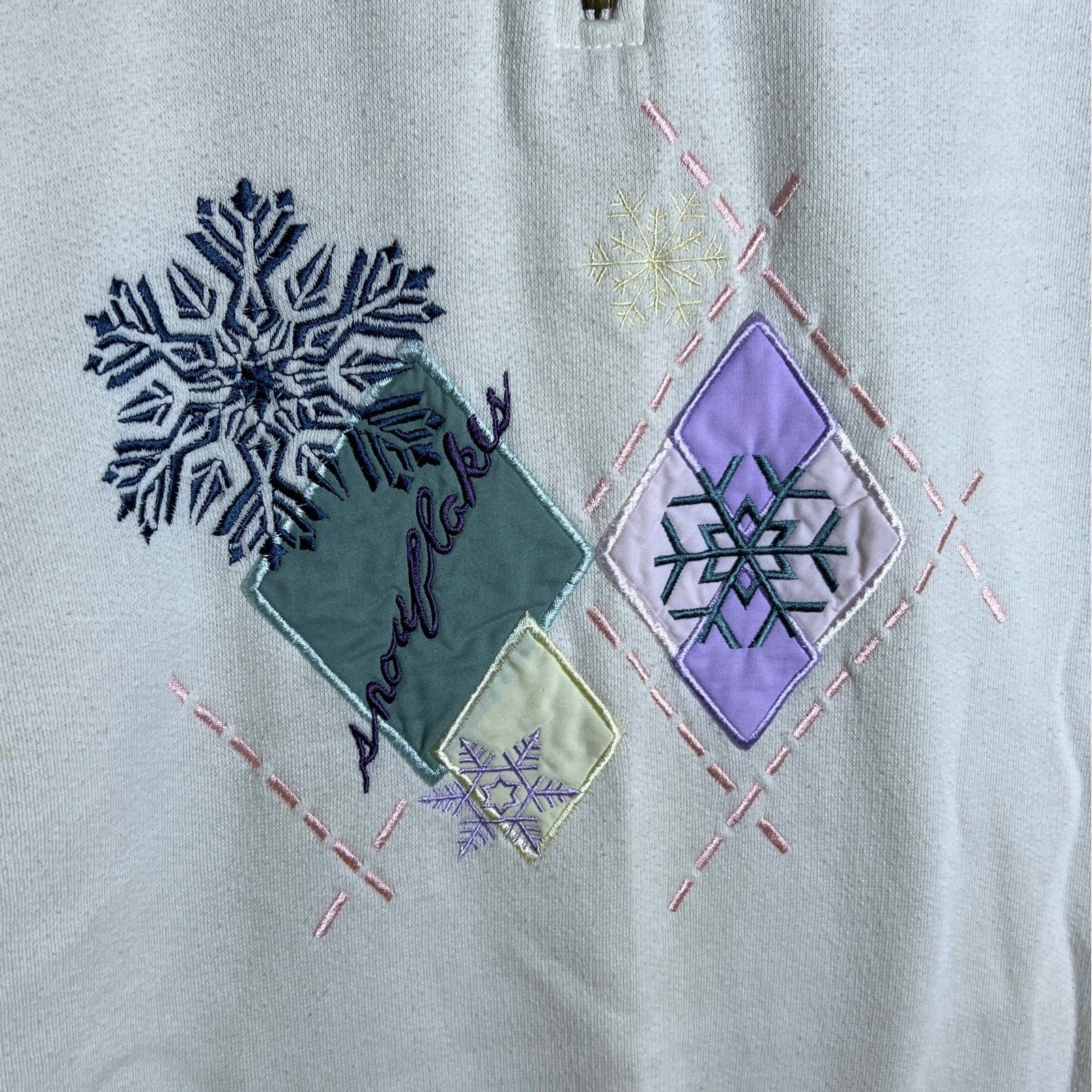 80s Paul Harris Design Snowflake Quarter Zip Sweatshirt Women’s Size S Cozy