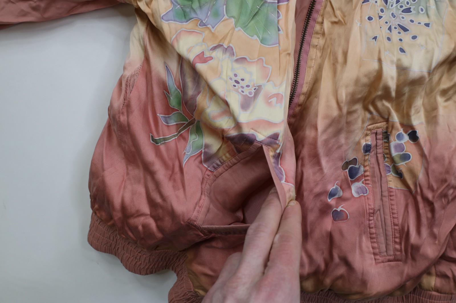 Vintage 90s Streetwear Womens Large 2 Piece Silk Flower Track Suit Outfit Set