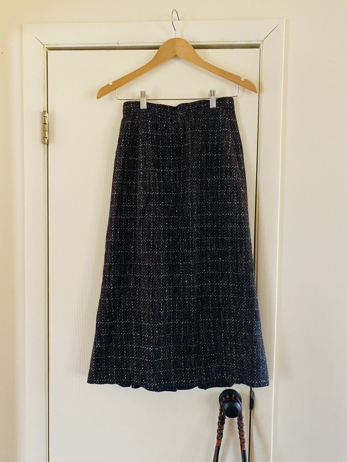 Vtg Acadamia High Waist Pin Up Sexy Wool Pencil Flare skirt Xs