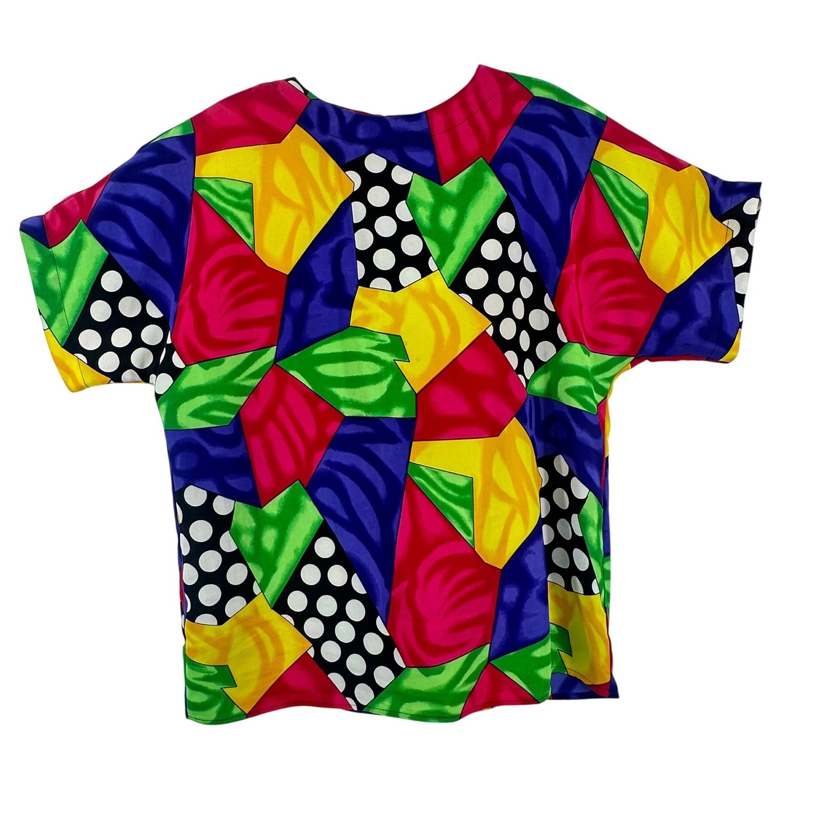Renaissance Sportswear Vintage Multi Color Geometric Polka Dot Top Womens Small