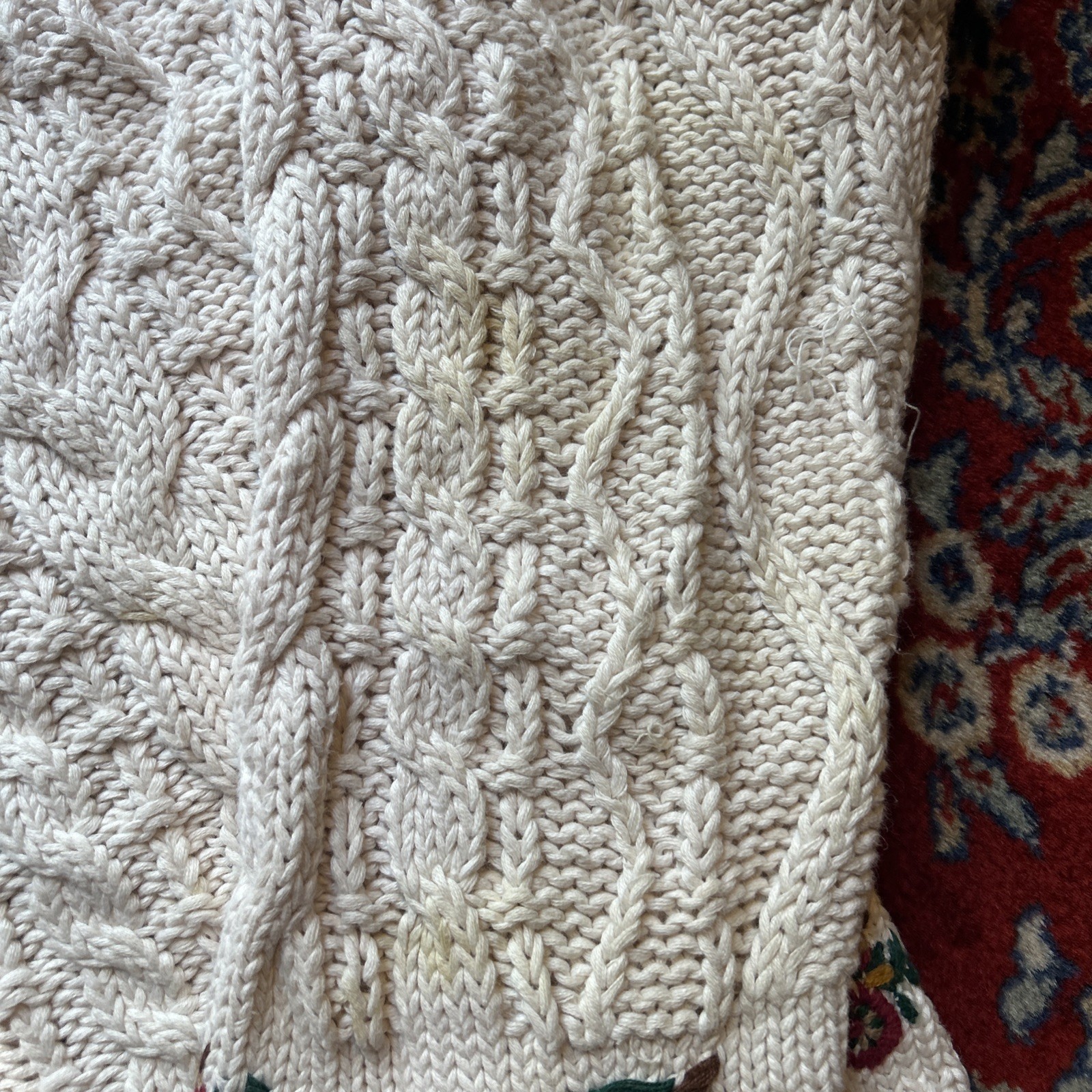 Vintage Womens Chaus Sport Chunky Floral 3d Sweater Cardigan Zip Size Medium
