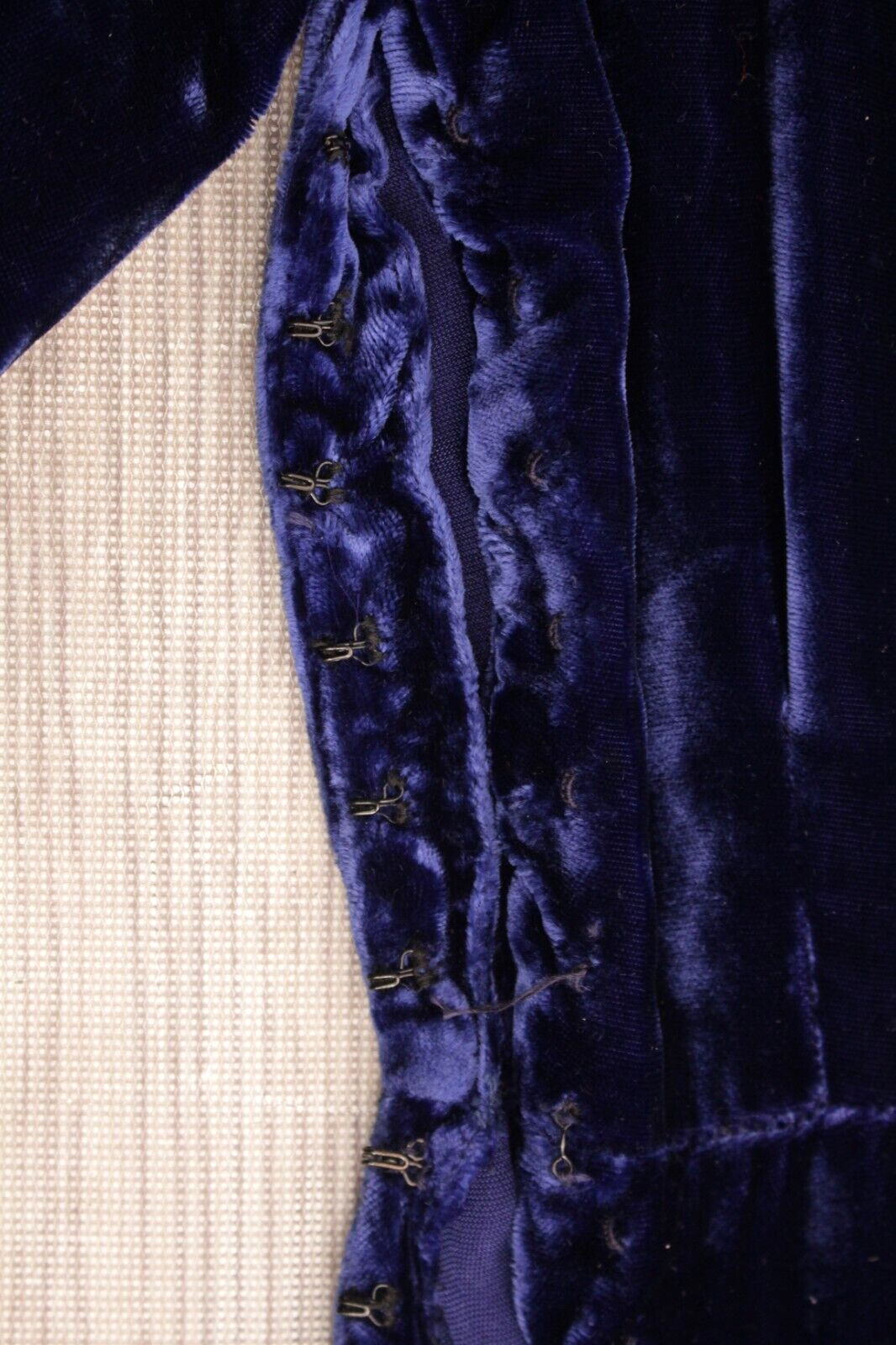 Vtg 30s Blue Velvet Maxi Dress W/ Gold Trim 1930s Fashion Originators Guild