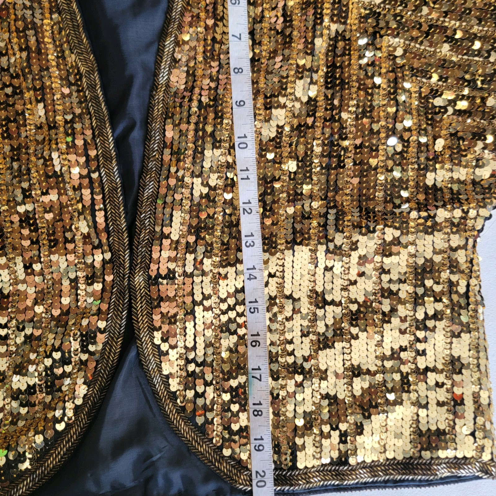 Vintage Isabelle Handmade Gold Sequin Cocktail Party Gatsby Shrug Jacket S/M
