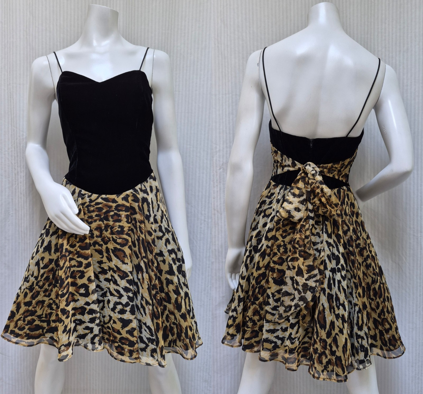 Vintage De Laru By Linda Bernell Velvet & Animal print Full Skirt Dress – Size M