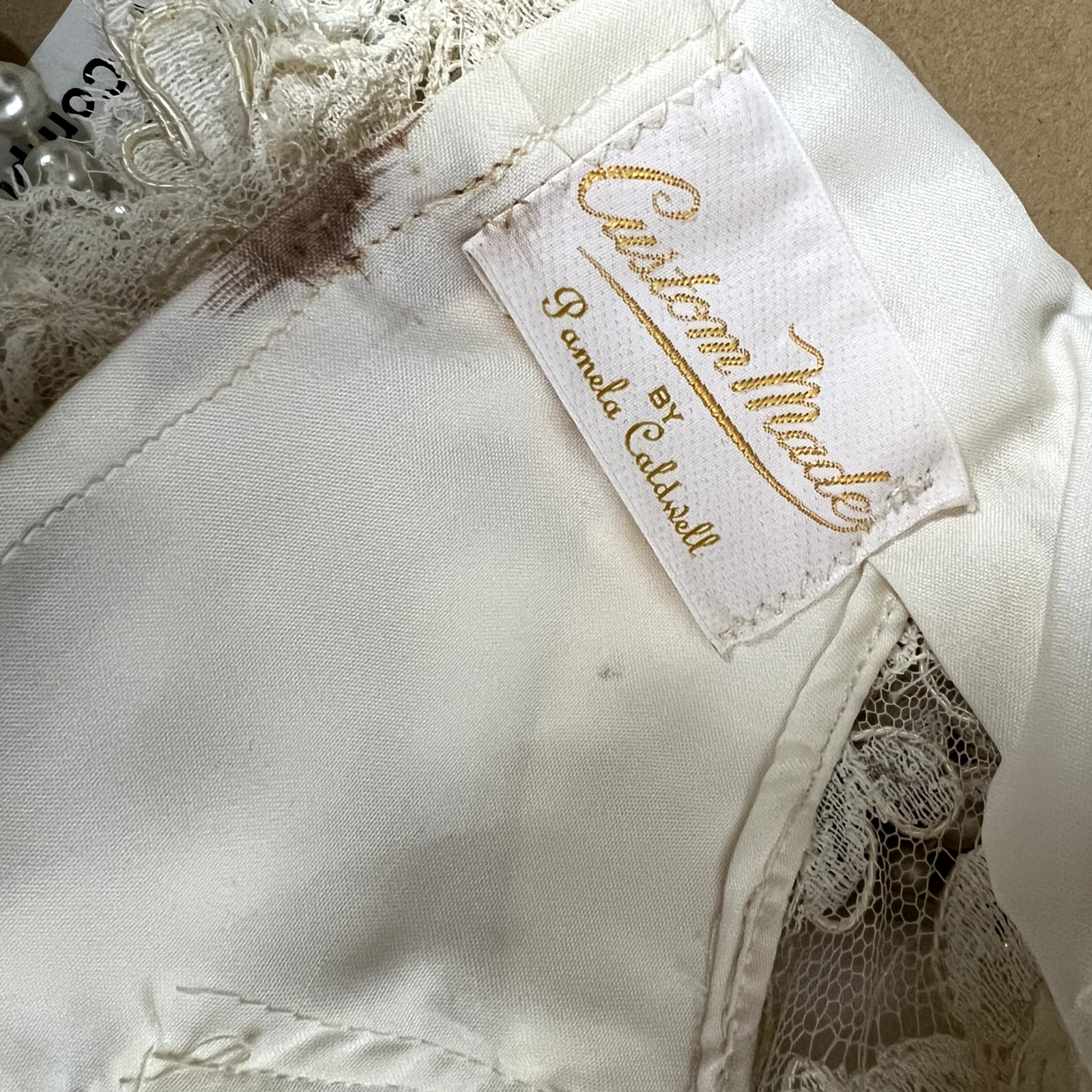 Pamela Caldwell Women Top Silk Lace Pearl Size XS S Ivory Hand made Vintage RARE