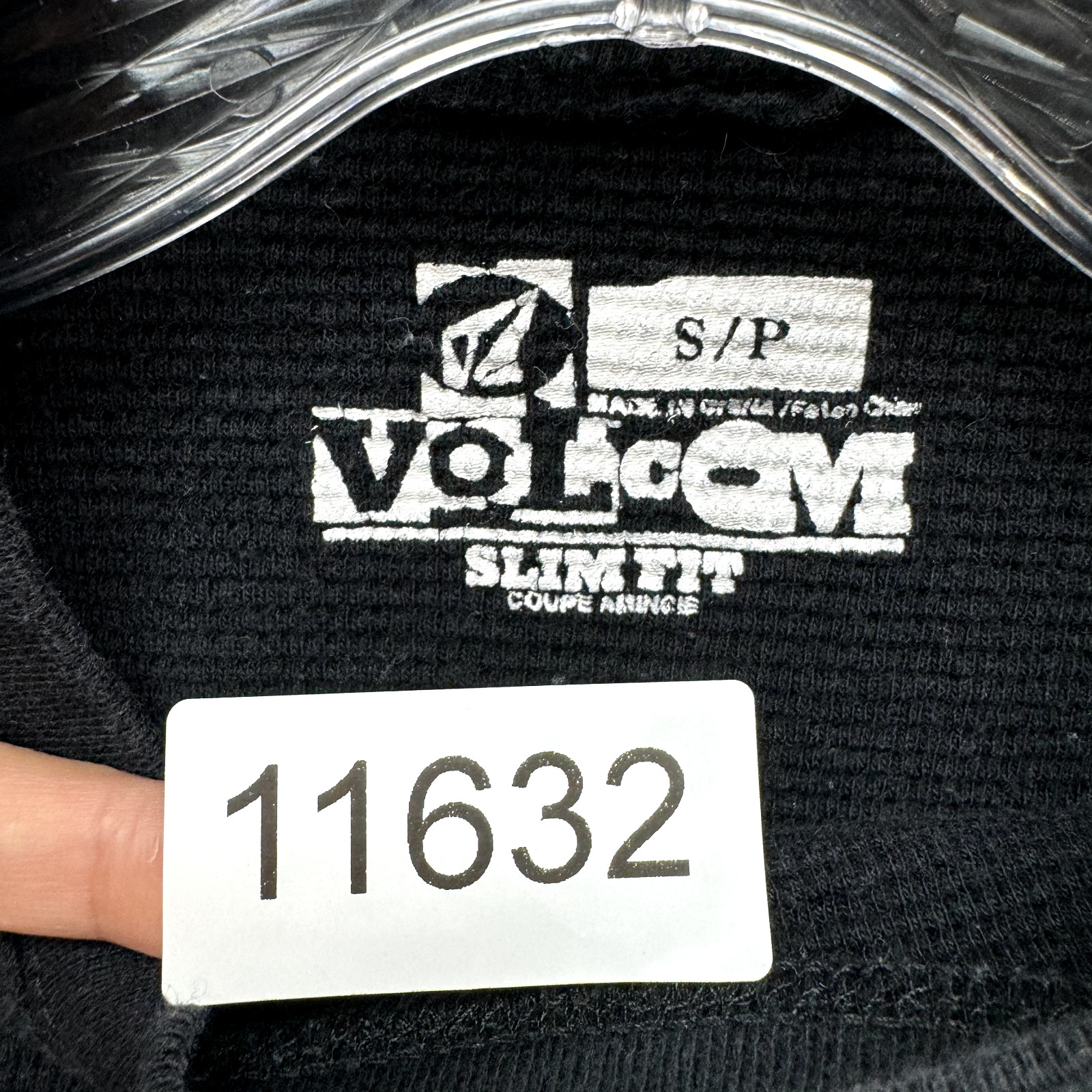 Y2K Vintage Volcom Thermal Top Small Medium Black Waffle Knit Skater Grunge