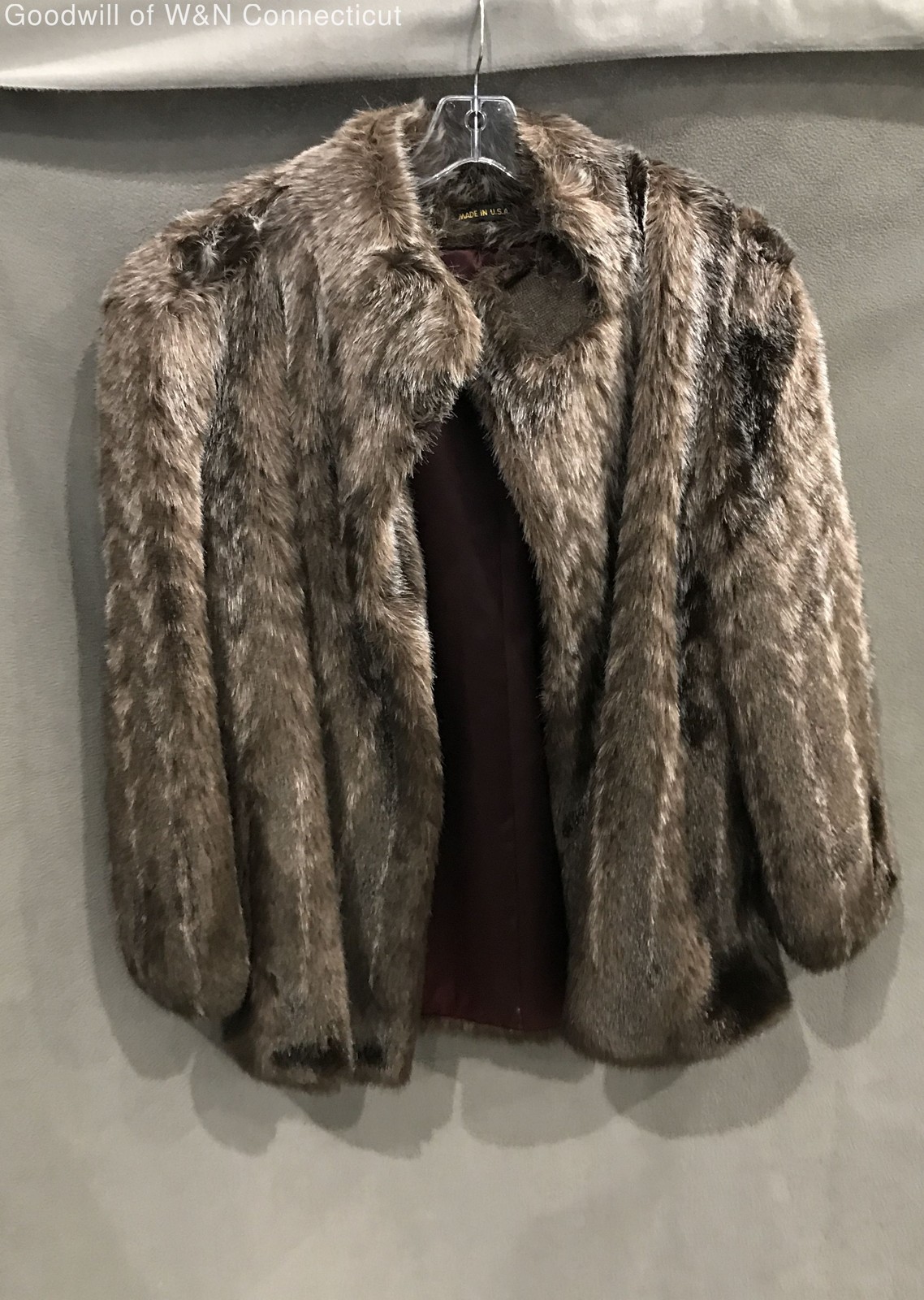 Vintage 80s Style VII Ltd Women’s Brown Striped Faux Fur Coat Made in USA