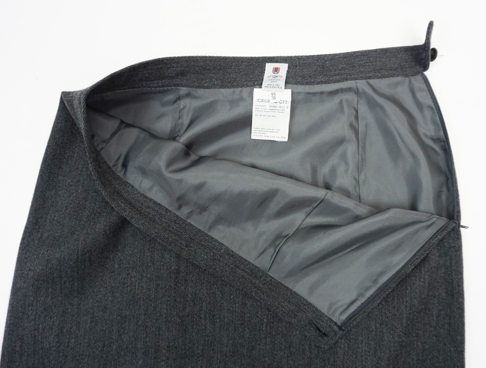 vintage 1990s SKIRT hungaro solo donna paris grey wool size M