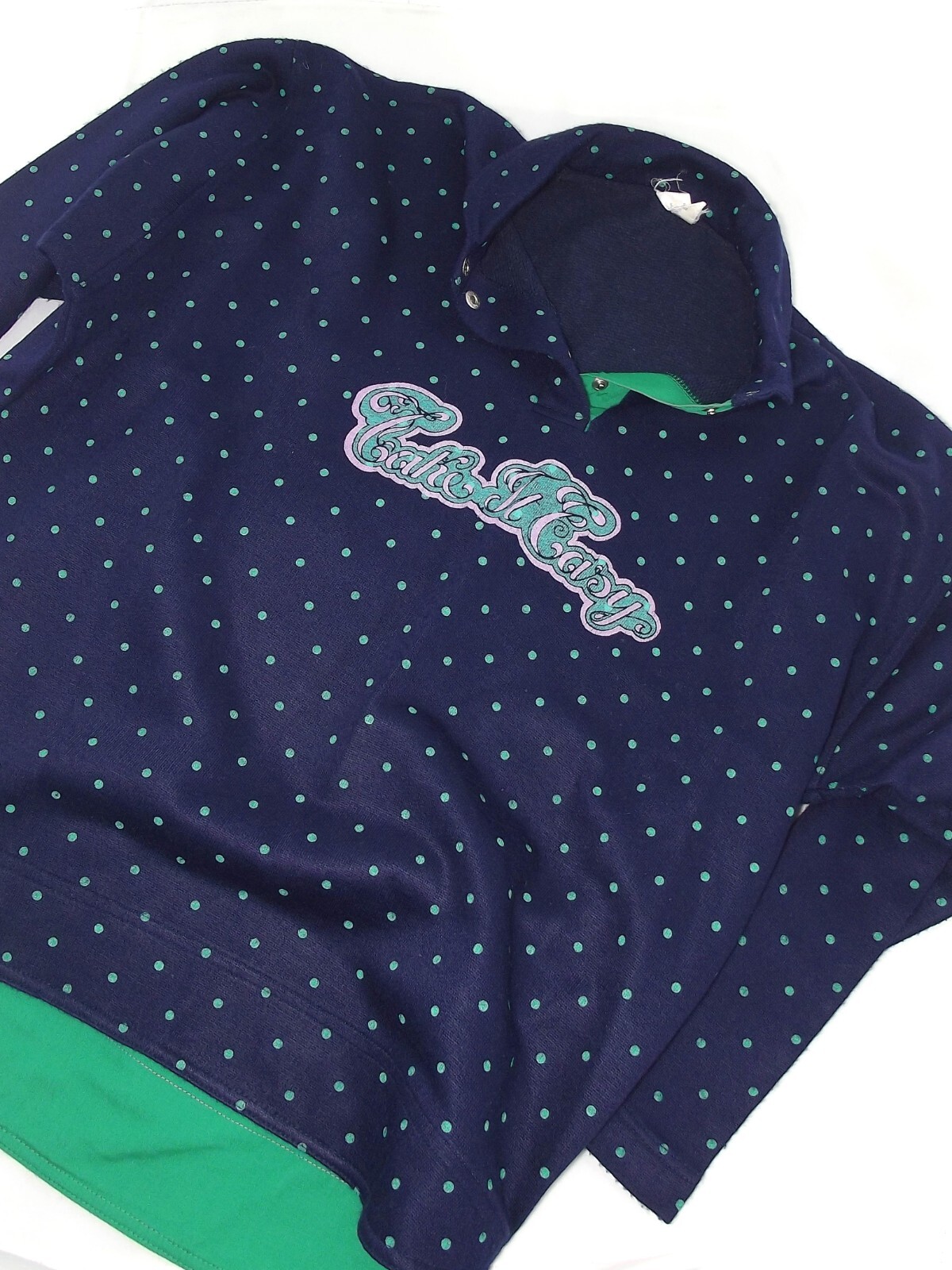 Campagnolo Sport Sweatshirt Womens Blue Vintage Made Italy Pois Size XL Extra…