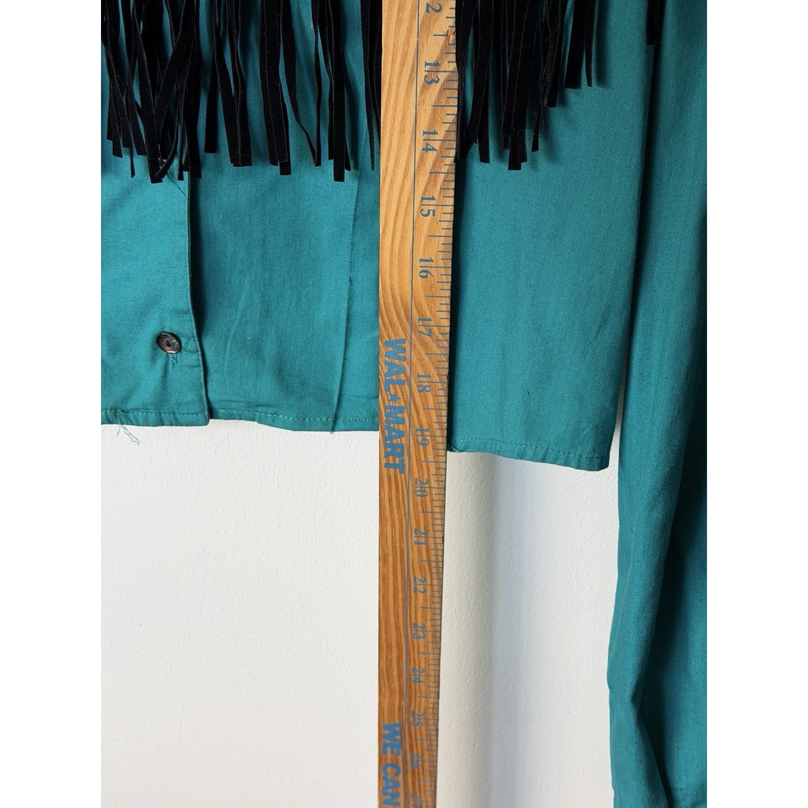 VTG Adobe 1993 Aztec Cotton Western Southwest Fringe Cropped Shirt Medium
