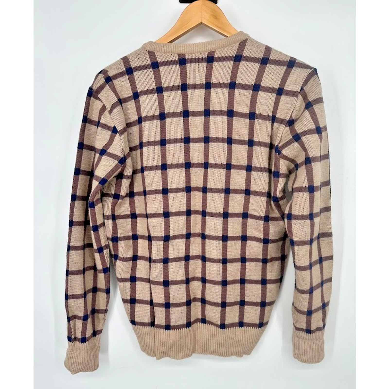 Vintage Leonardo Strassi Plaid Sweater Designer Italy Mens XL Grunge Preppy
