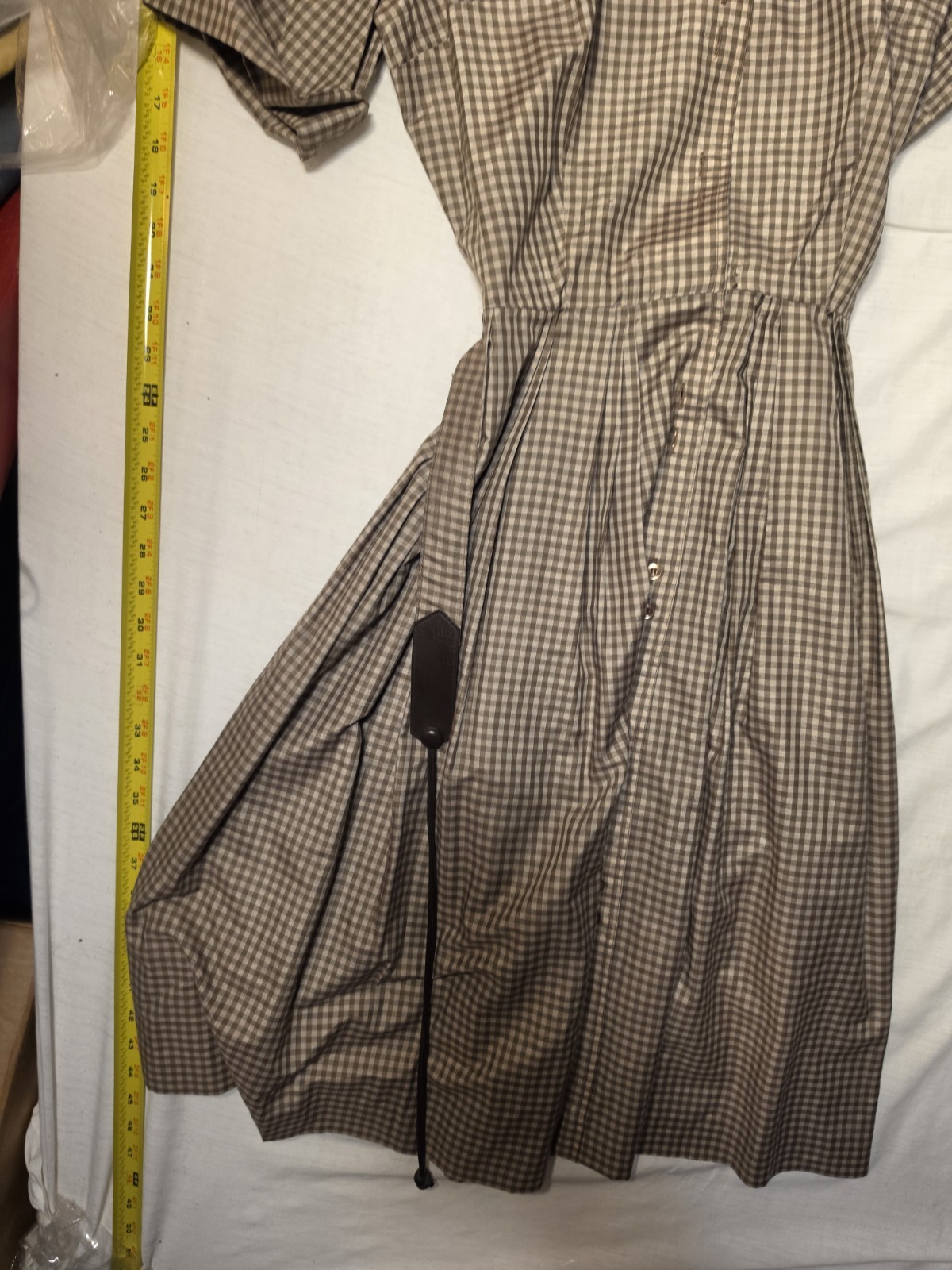VINTAGE 1950’s – 60’s WESTBURY FULL SKIRT BROWN CHECKED DRESS MEDIUM/ Small