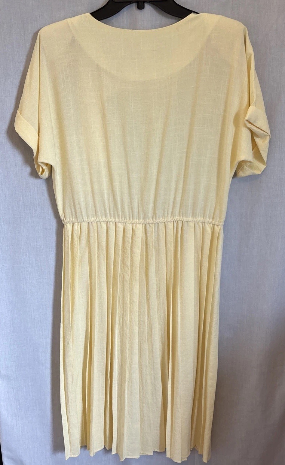 Vintage Stuart Alan Petites 8P Womens Butter Yellow Pleated Dress Made in USA