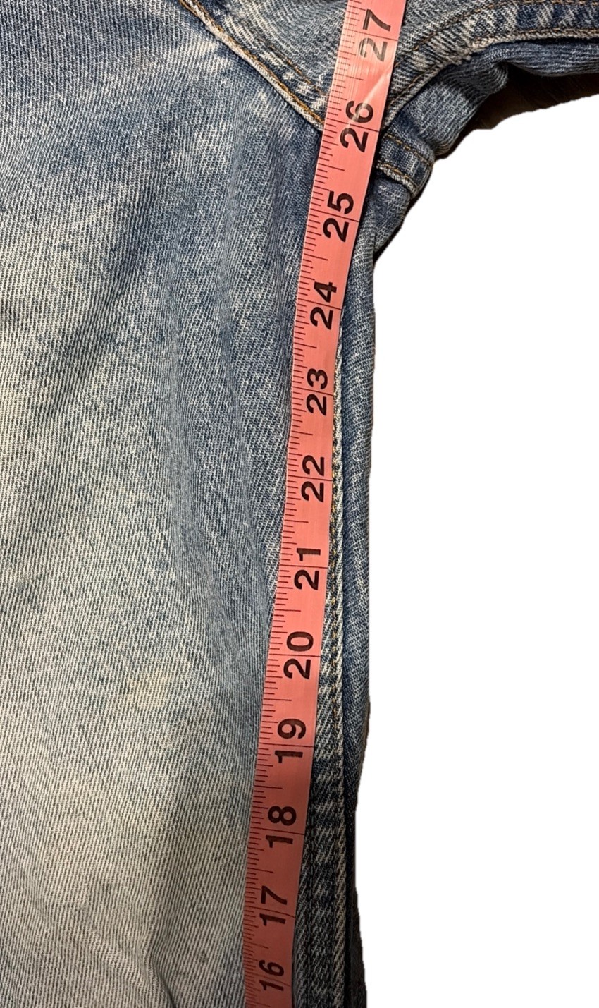 Vintage Levis 505 0216 Womens 31×26 Jeans Straight Distressed Paint Indigo Fades