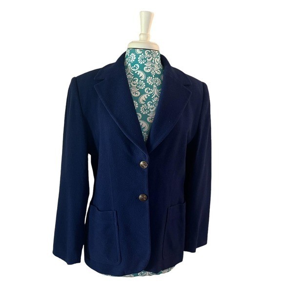 Vintage Royal Blue Wool Cashmere Blend Women’s Jacket Blazer Size 6