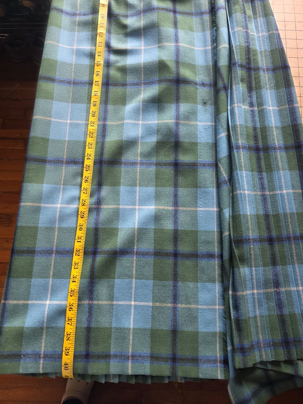 Vintage Forsyth Of Edinburgh Women’s Tartan Wool Maxi Skirt Blue Green Plaid L
