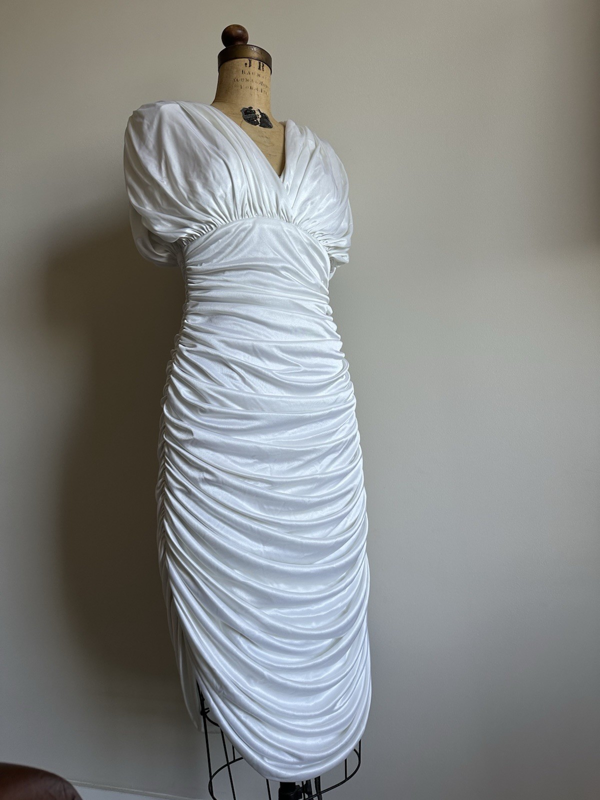 Vtg Lizzy & Johnny by Lucero Draped White Dress. Washed. May smell moth balls.