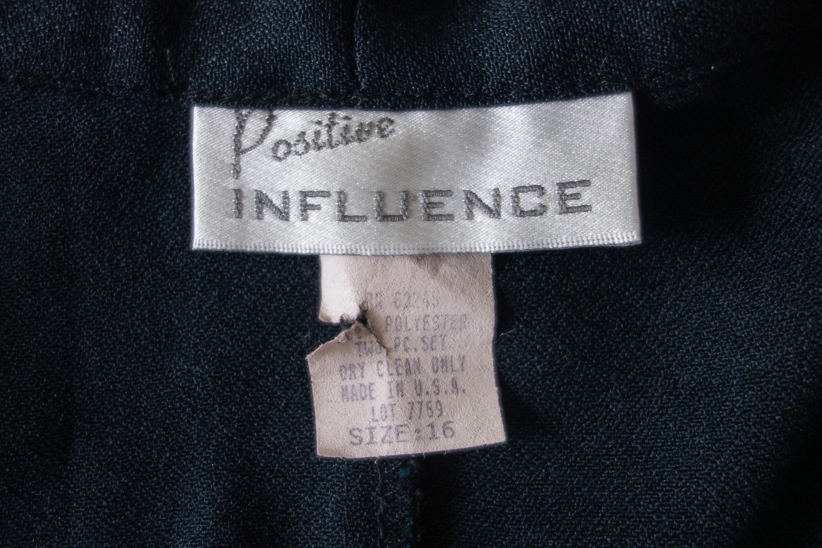 Vtg Positive Influence Long Open Cardigan Lattice Trim at Waist Womens XL Black