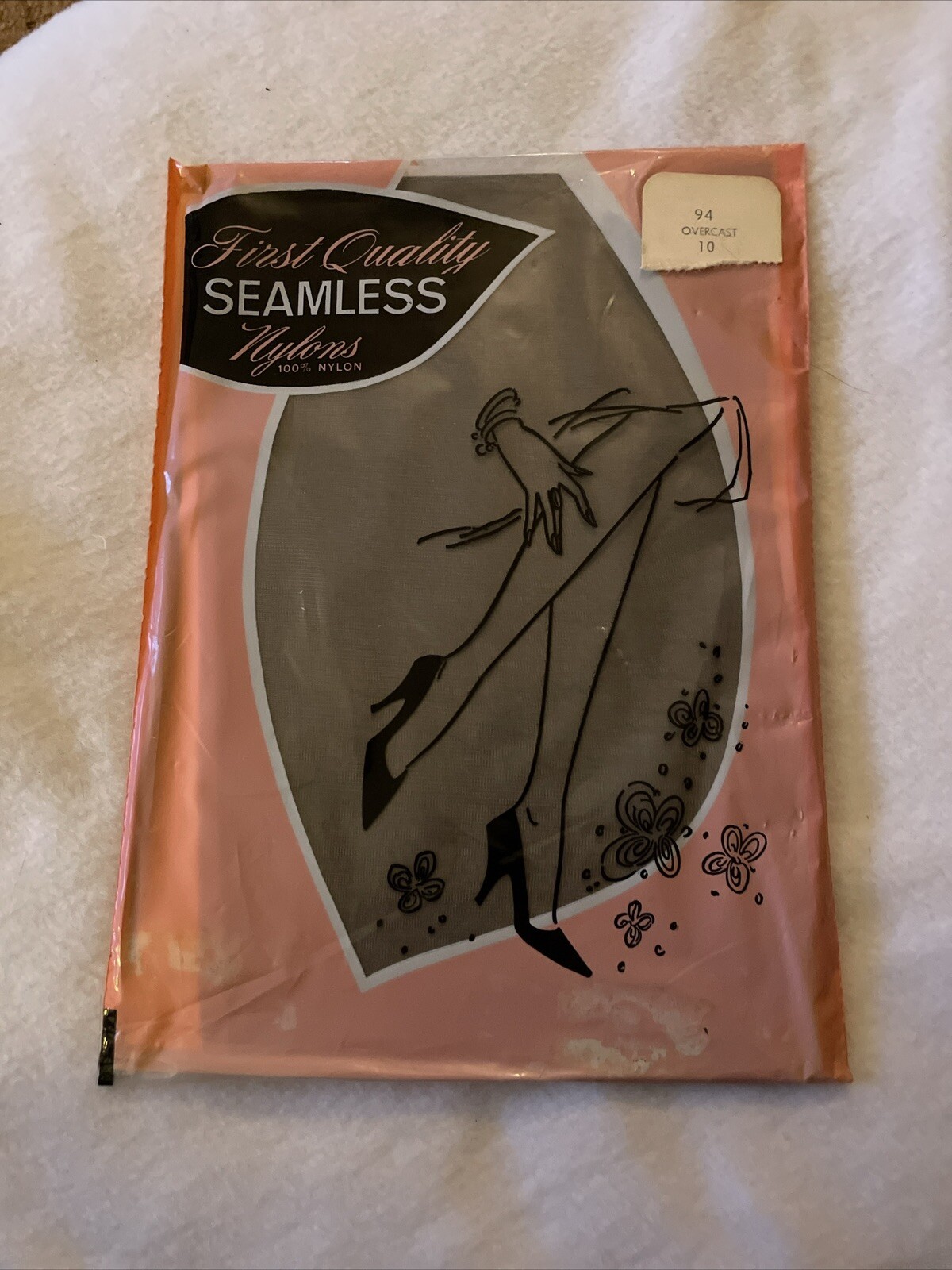 Exquisite Hosiery Seamless Nylon Garter Stockings Sz 10 Medium Overcast 1960s