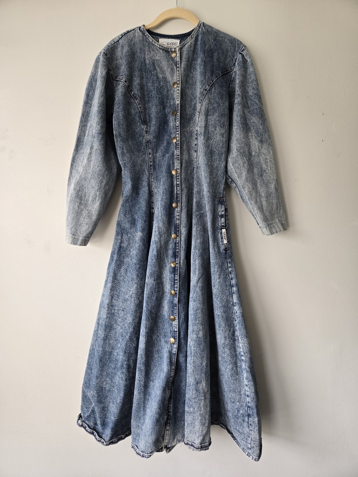 Vintage IDEAS Acid Wash Denim Dress No Size Tag estimate It to Be A SMALL