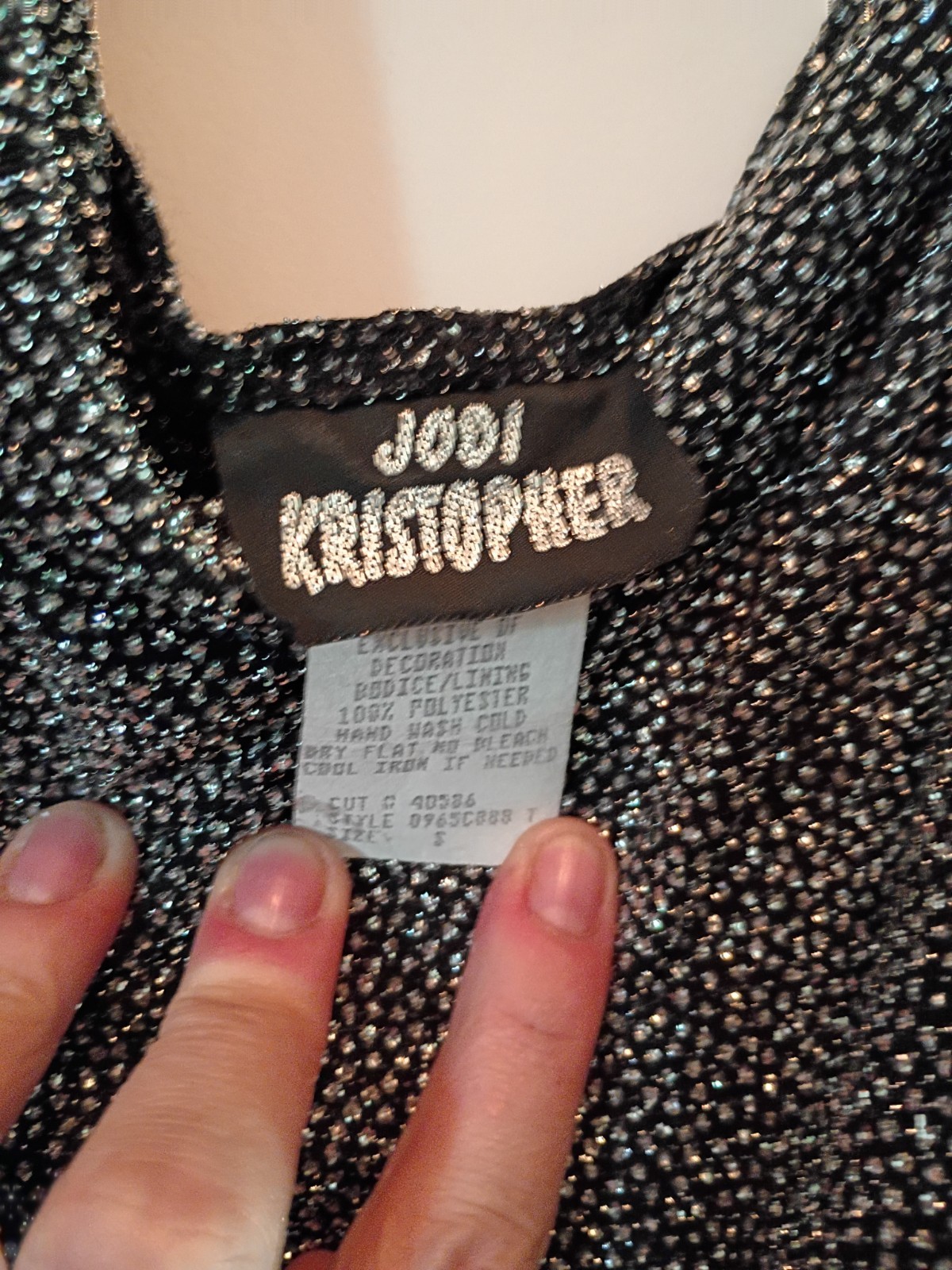 Vintage Jodi Kristopher Black Speckled High-Low Cowl Slip Dress