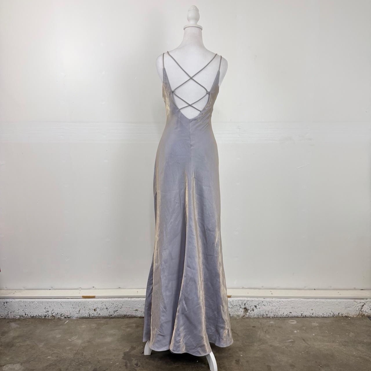 Jump 90s Y2k Vintage Purple Metallic Iridescent Formal Gown Maxi Dress Sz 5-6 S
