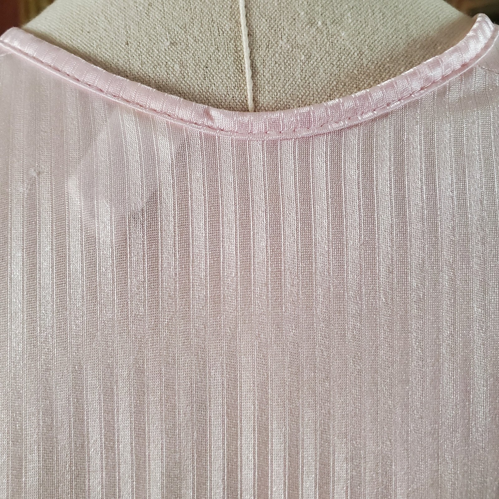 Vintage Sidney Bernstein USA Pink Nylon Nightgown Womens Small Shadow Stripe S