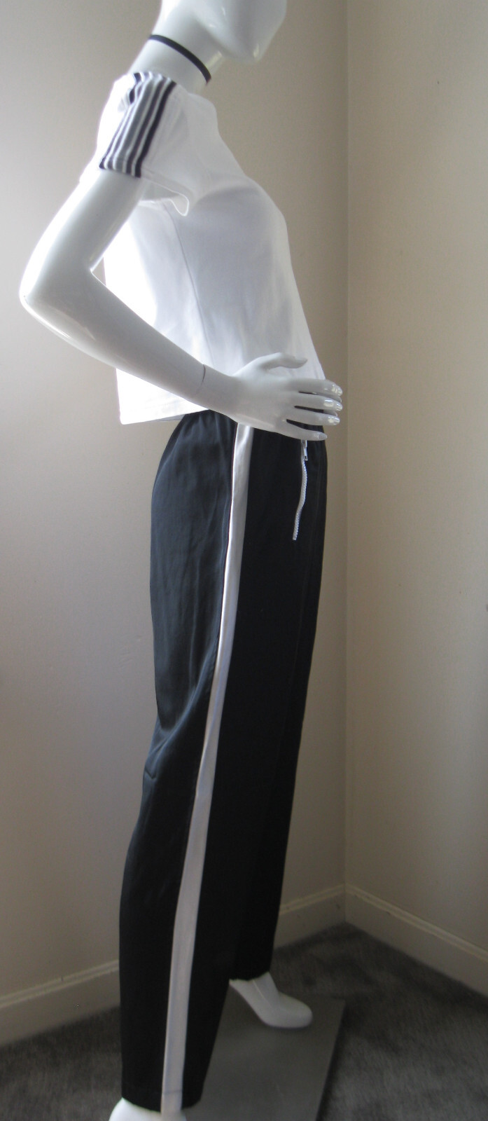 Vintage Tag Rag Pants Black w/white Stripe Size S Runs Large USA