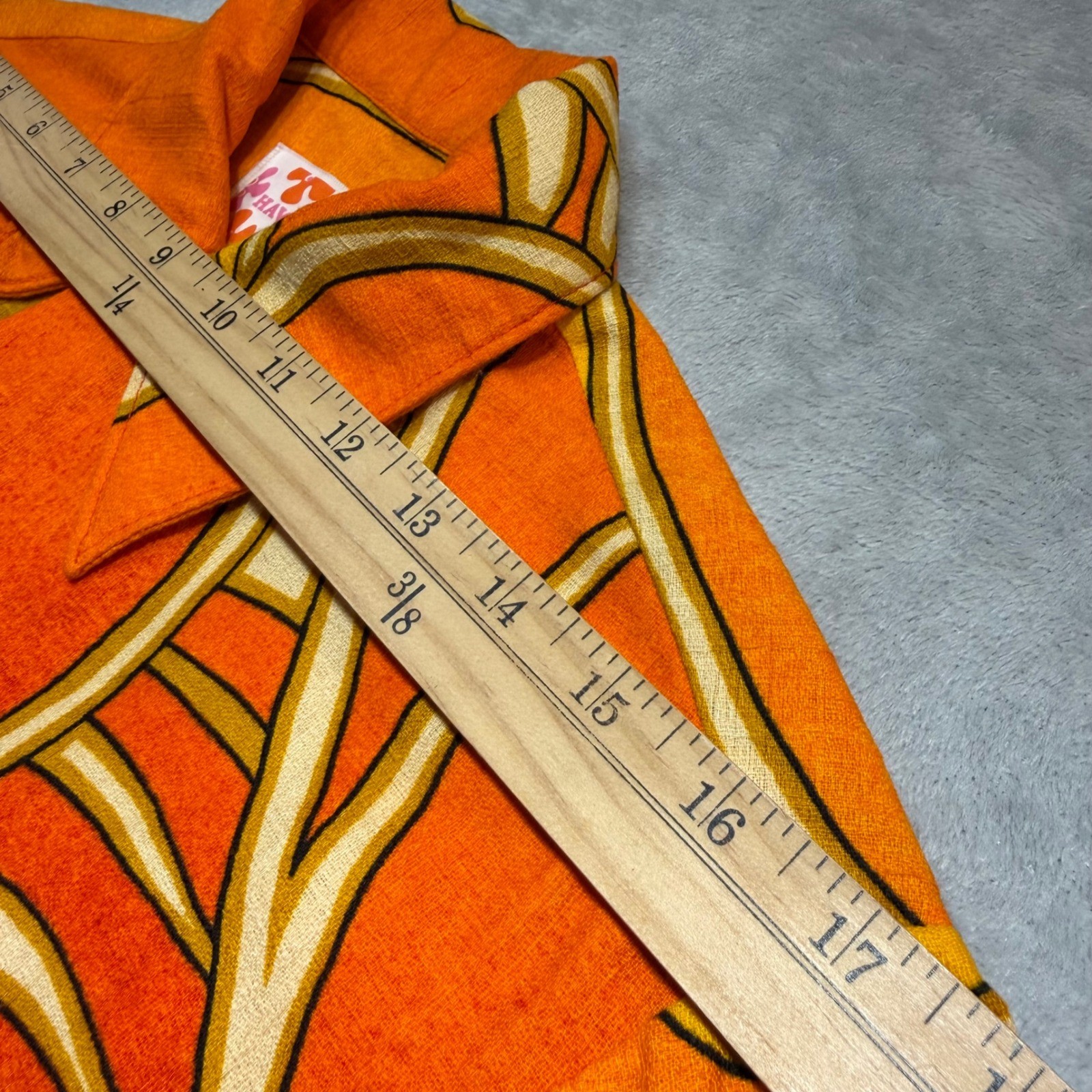 Vintage 70s Sears Hawaiian Fashions Shirt S Orange Red Floral 100% Cotton Tiki