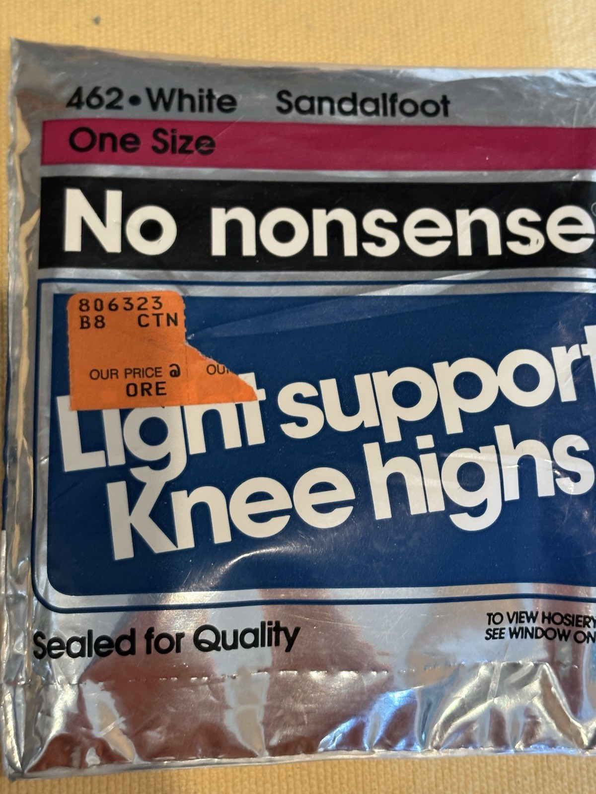 No Nonsense Light Support Knee Highs White Sandalfoot One Size Never Opened Pack