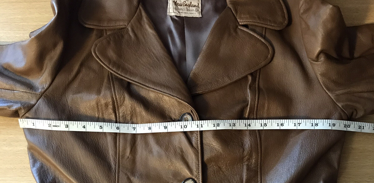 VTG Leathers by New England Sports Wear Co Brown Leather Trench Coat 14 TBox