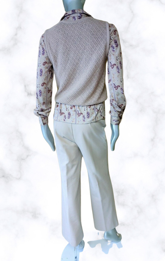 Vtg Fire Islander 3 Pc Button Down Paisley Shirt- Pants & Vest Set Size 7/8 Pink