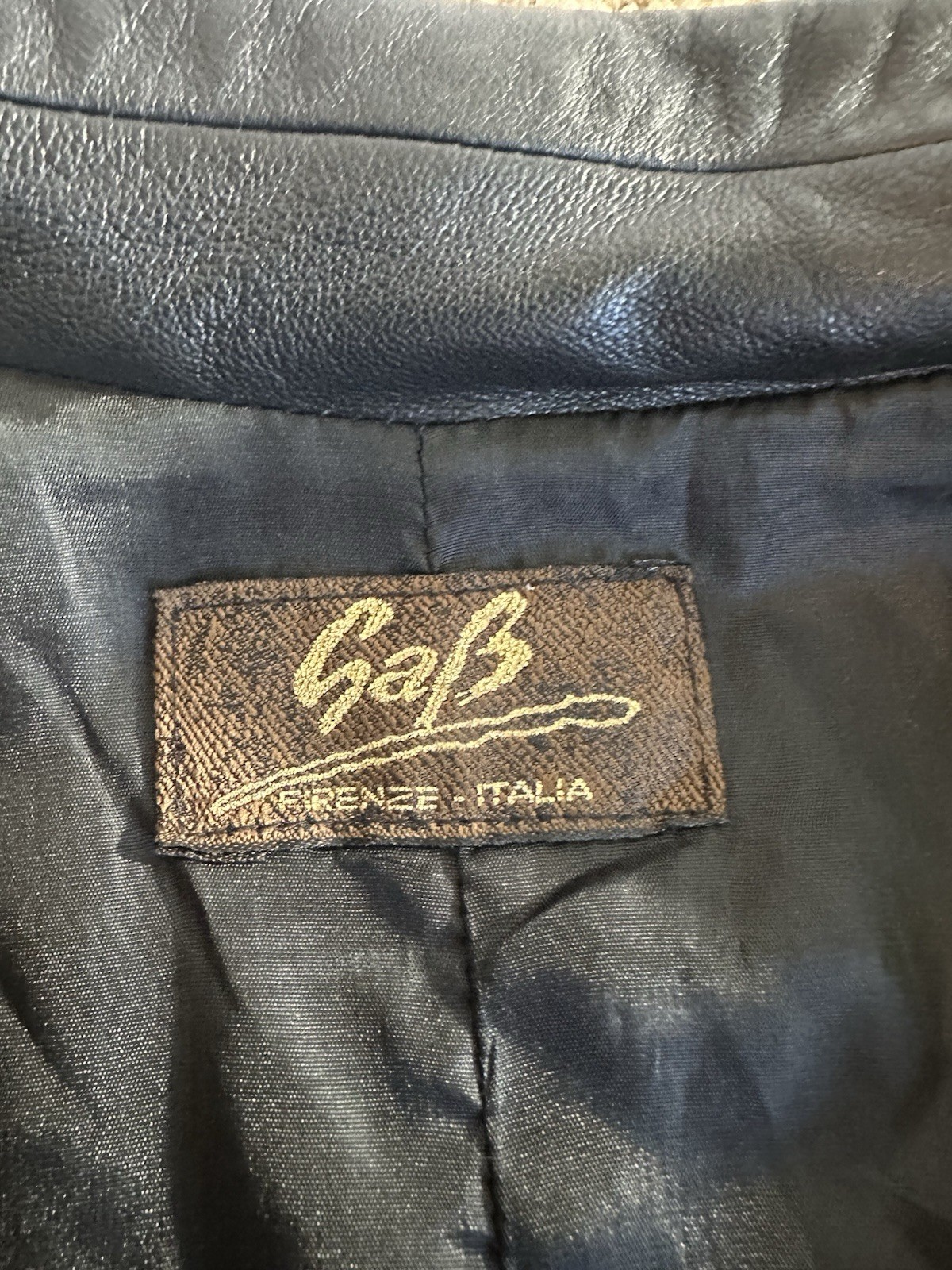 GAB Vintage Italian Black Leather Belted Jacket -Very Soft – 42 Firenze Italia