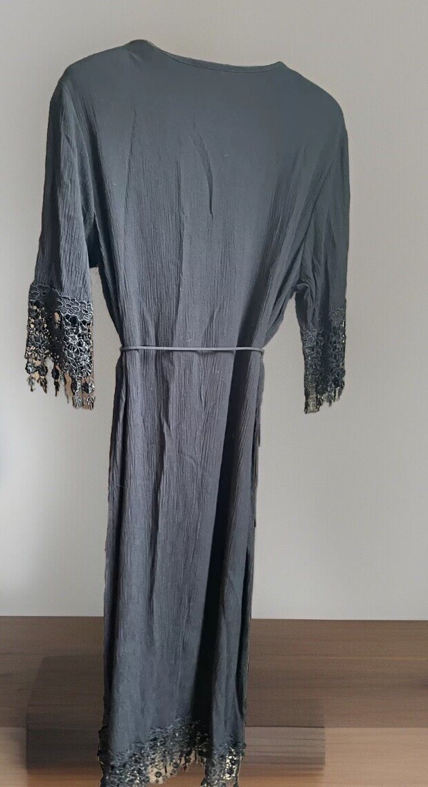 Vintage Magnet Art Lynn Yang Long Black Lacey Maxi Dress Sz Large